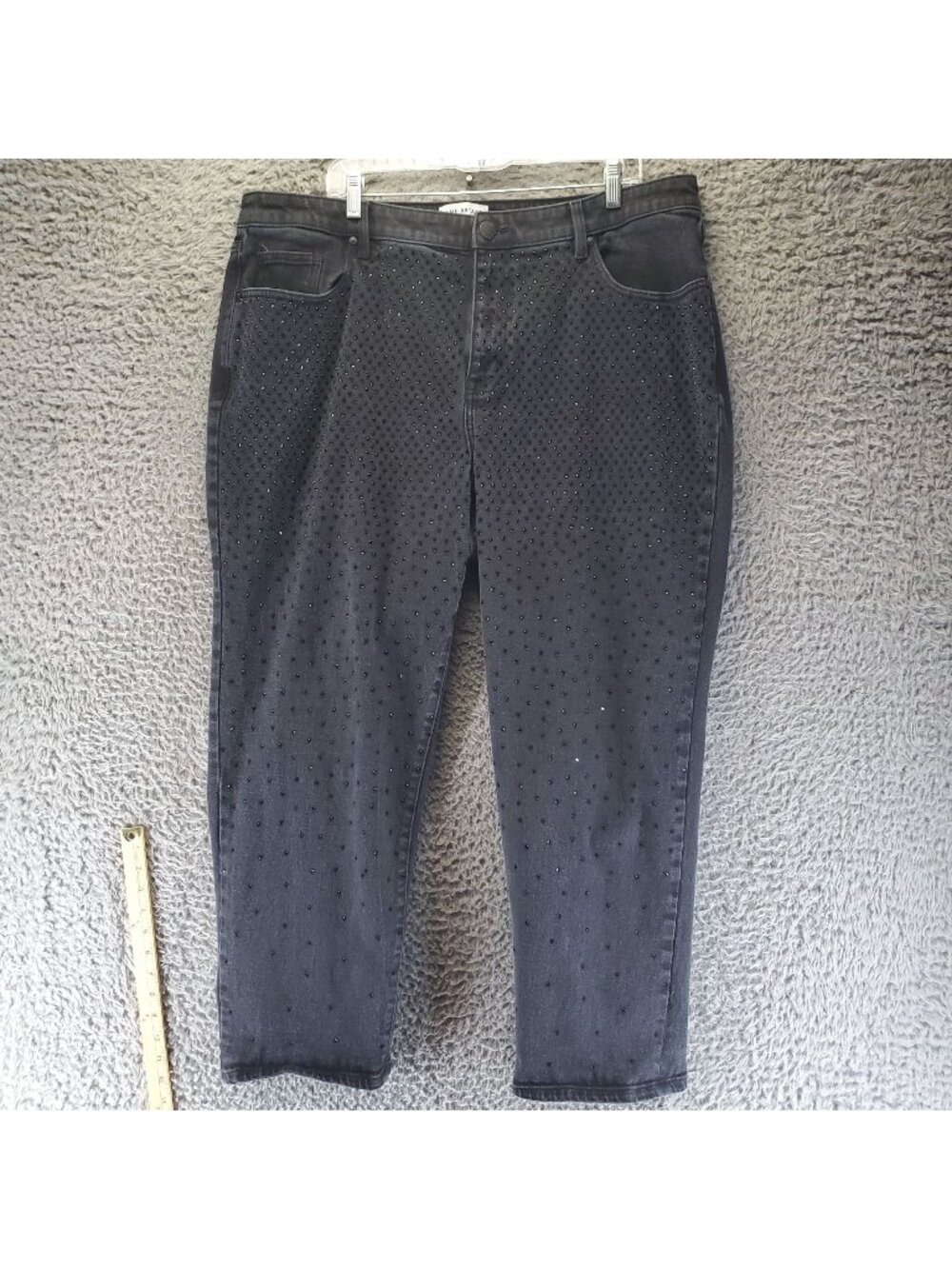 Lane Bryant Jeans Womens Size 20 Black Mid-Rise Boyfriend Rhinestone *Read*